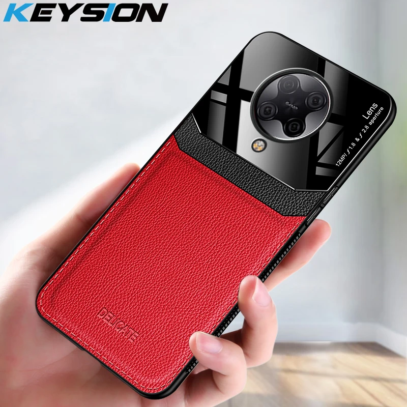 KEYSION модный противоударный чехол для Redmi K30 Pro 5G кожаный зеркальный из закаленного