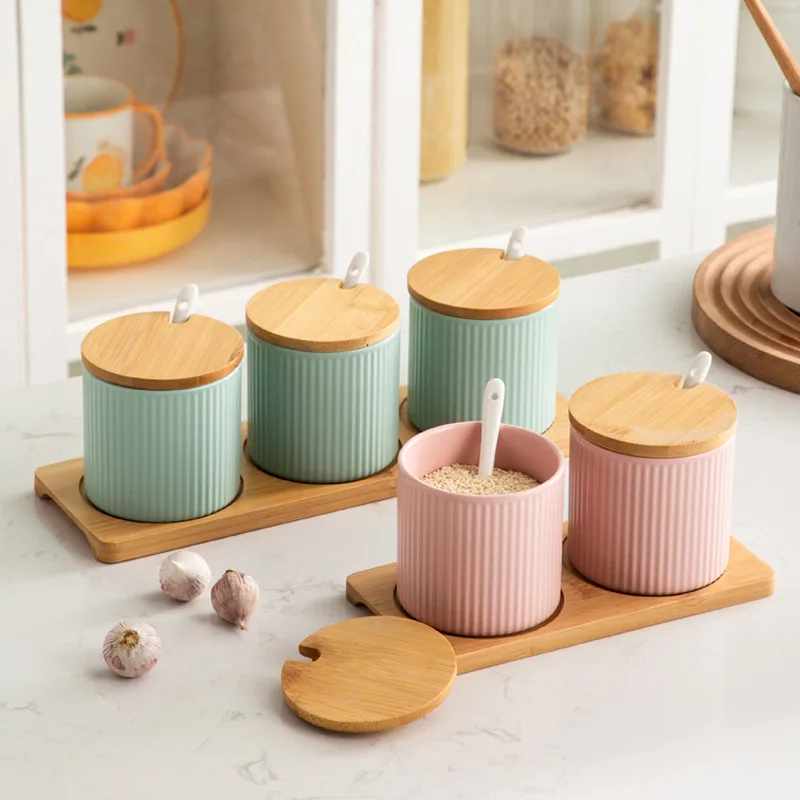 Керамическая коробка для приправ в скандинавском стиле набор бытовая кухонная