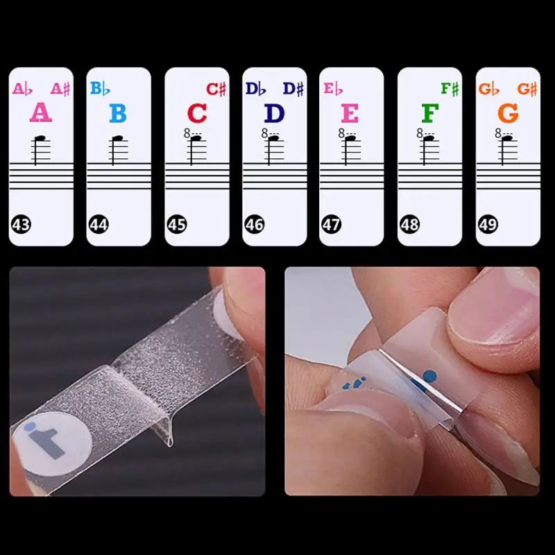 49/61/76/88 Key Transparent Piano Stickers piano letter notes stickers keyboard hand roll transparent | Дом и сад