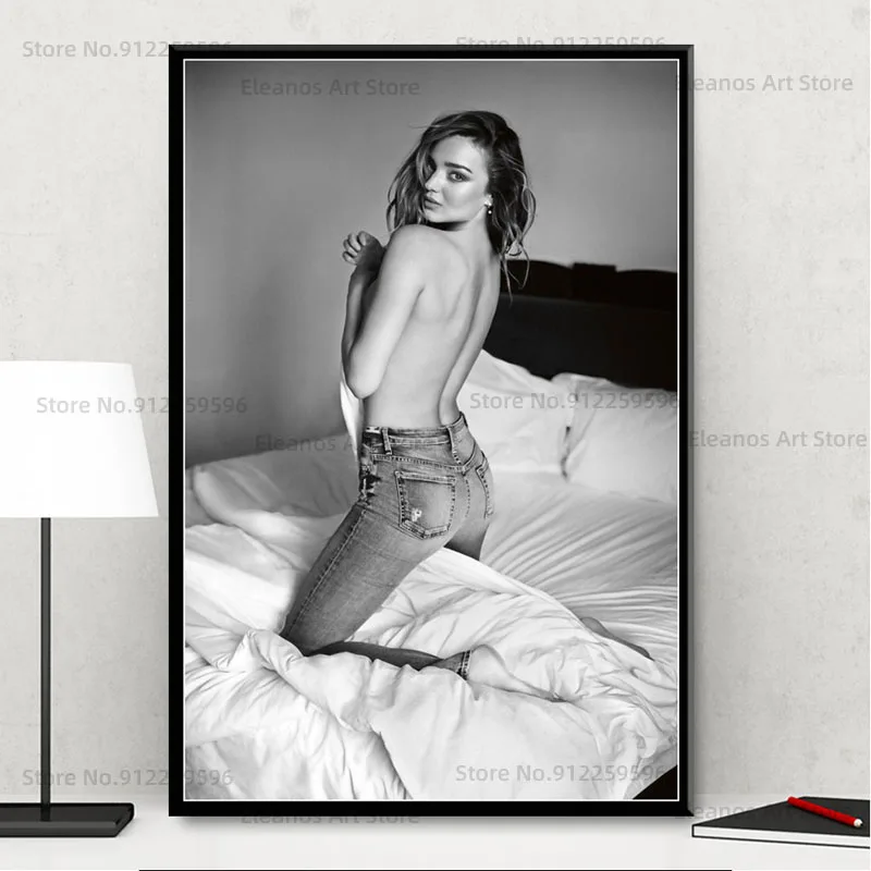 Z433 Миранда Керр девушка модель сексуальная горячая звезда черно-белая фото