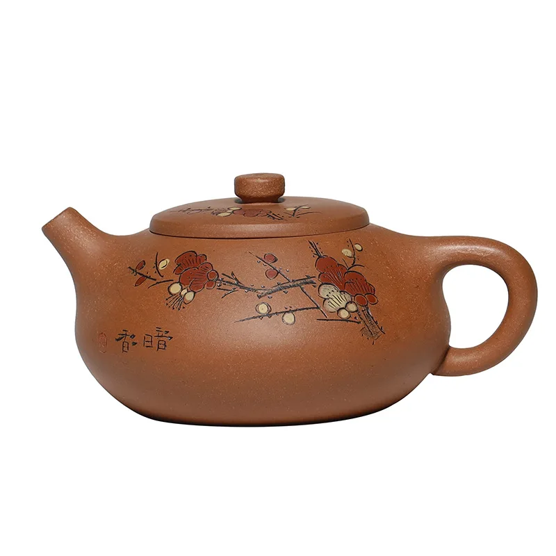 

Baixin purple clay teapot Yixing raw ore pure hand-made clay painted plum hidden fragrance Teapot Tea Pot