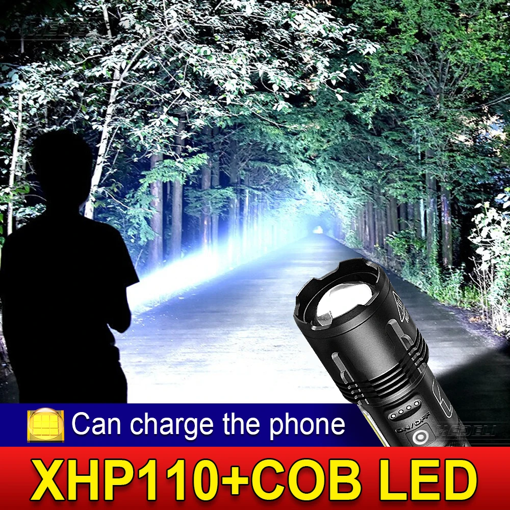 

Супер самый мощный светодиодный фонарик XHP110 открытый кемпинг тактика фонарик 18650 светодиодный фонарик USB аккумуляторная рыболовная лампа