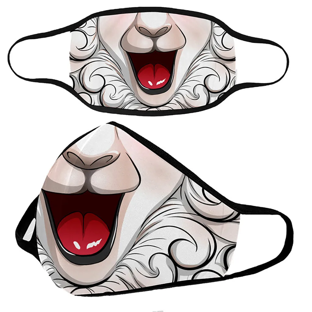 

Funny Halloween 3D Printed Half-Face Mask Outdoor Dustproof Windproof Adult Cartoon Washable Breathable Mask Masque Mascarilla C