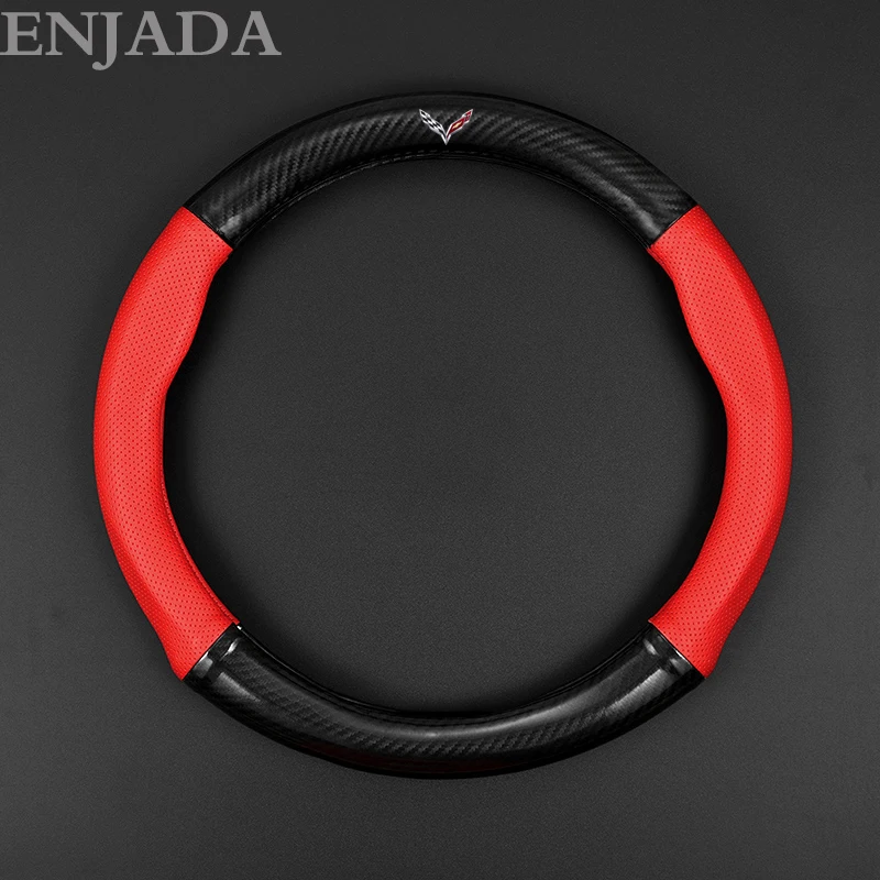 

Carbon fiber Leather Car steering wheel cover For Chevrolet Corvette ZR1 C7 C8 C6 Z06 GT1 Stingray Car accessories Car Styling