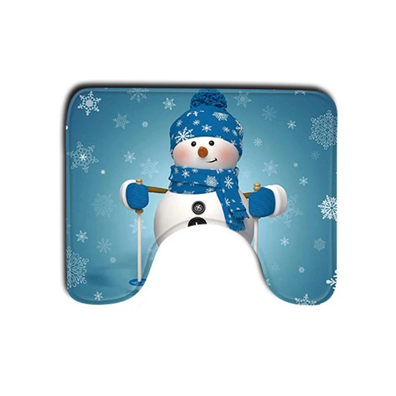 3 Pcs Bathroom Rug Mats Set With Contour Mat Toilet Lid Cover Snowman Pattern Pedestal Non Slip Bath For Home | Обустройство дома