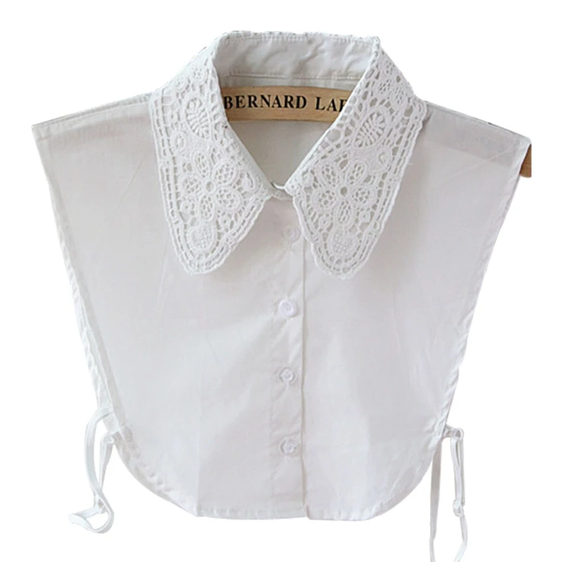 

Female Pure Color Lace Detachable Lapel Choker Necklace Shirt Fake False Collar