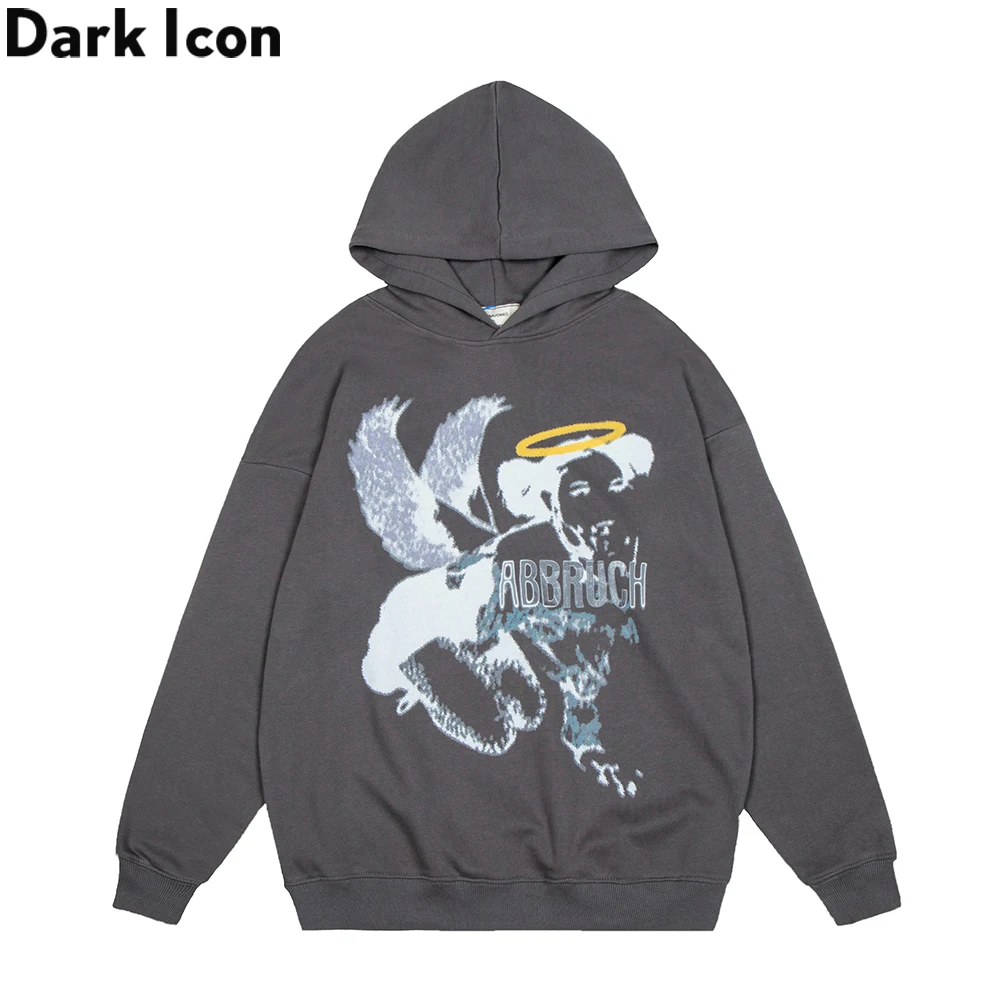 

Махровая хлопковая мужская толстовка с капюшоном и принтом Dark Icon, осенняя уличная одежда для мужчин