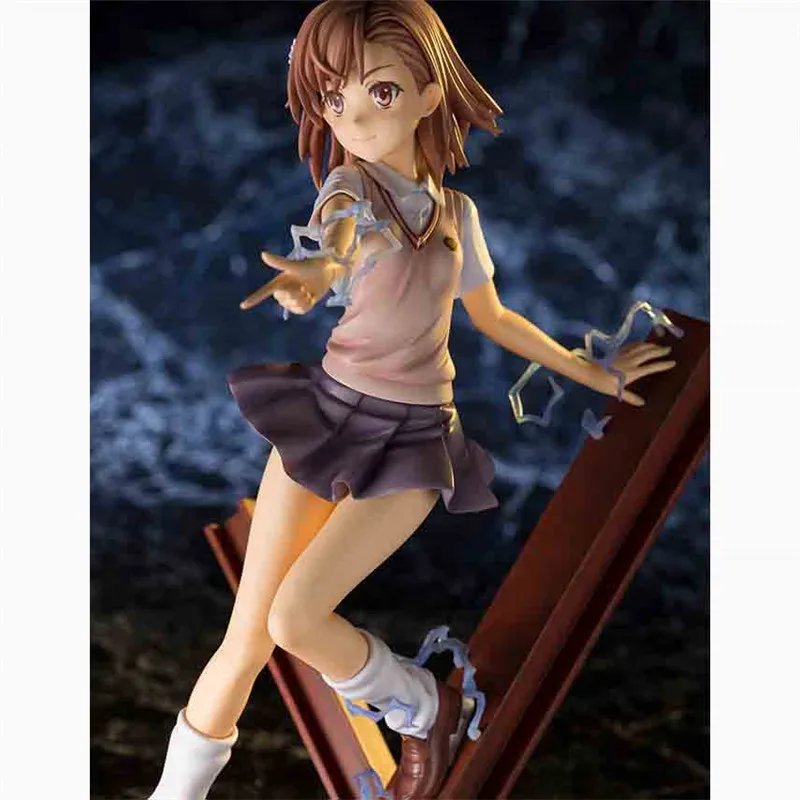 

A Certain Magical Index Misaka Mikoto Anime Figure Action&ToyFigures Pvc 25Cm School Uniform Periphery Ornaments Models Toys