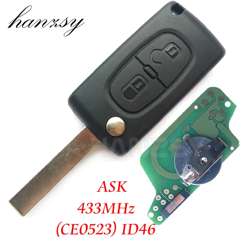 2 кнопки 433 Мгц дистанционный ключ для PEUGEOT 407 207 307 308 807 с чипом ID46 автомобильный