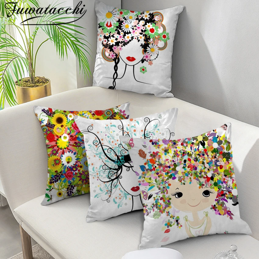 

Nanacoba из короткого плюша; Декоративный чехол на подушки ко Дню Святого Валентина домашний декор абстрактная девушка цветок Подушка Чехол ди...