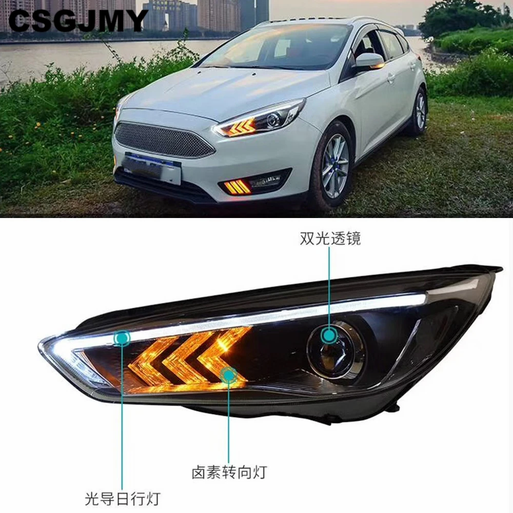 2 шт. светодиодный головной светильник s для Ford Focus Автомобильный светодиодный светильник s двойной ксеноновый объектив дневные ходовые огни противотуманный светильник
