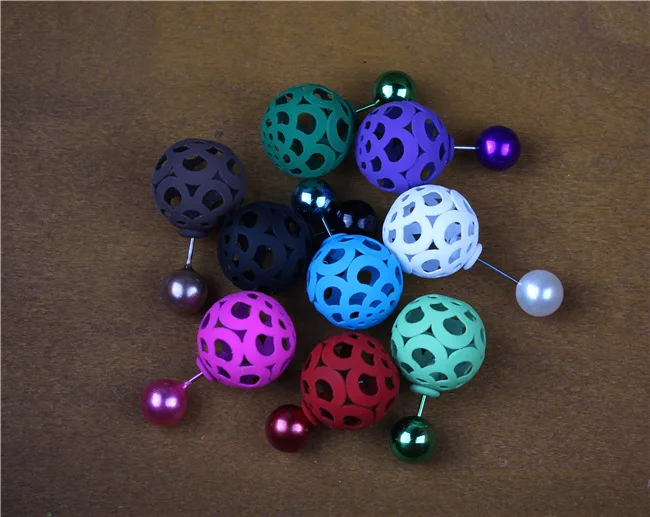 Серьги двойного размера жемчужные полые серьги в форме шара для женщин красные