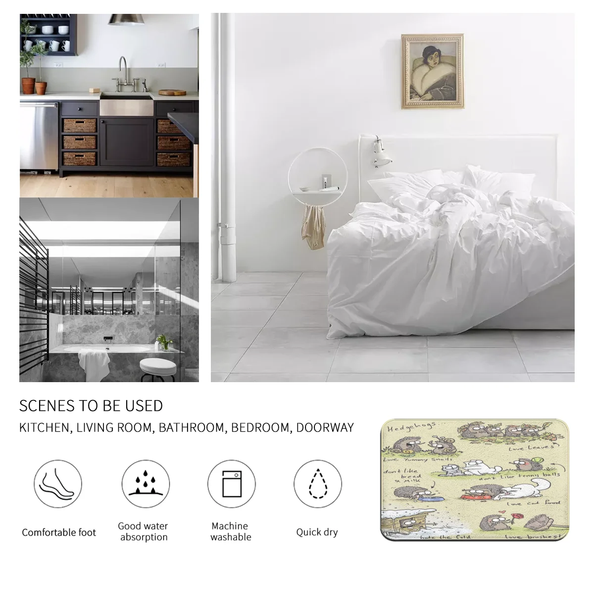 

Simon's Cat Graphic Printed Flannel Room Bathroom Mat Doormat Size 40Cm By 60Cm Room Bedroom Home Decoration Free Shiping