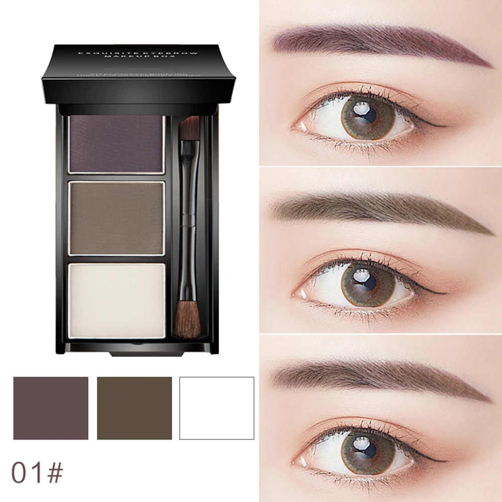 3 цвета пудра для бровей палитра макияжа натуральные коричневые тени 3d набор
