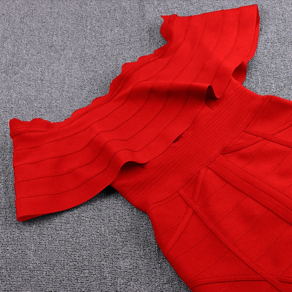 

Summer Dress Red Bandage Dress Sexy Off The Shoulder Bandage Dress 2021 Ruffle Bodycon Dresses For Women Party Club Night