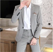 Traje de dos piezas para hombre, chaqueta y pantalón, traje de boda con un botón, para otoño (1)