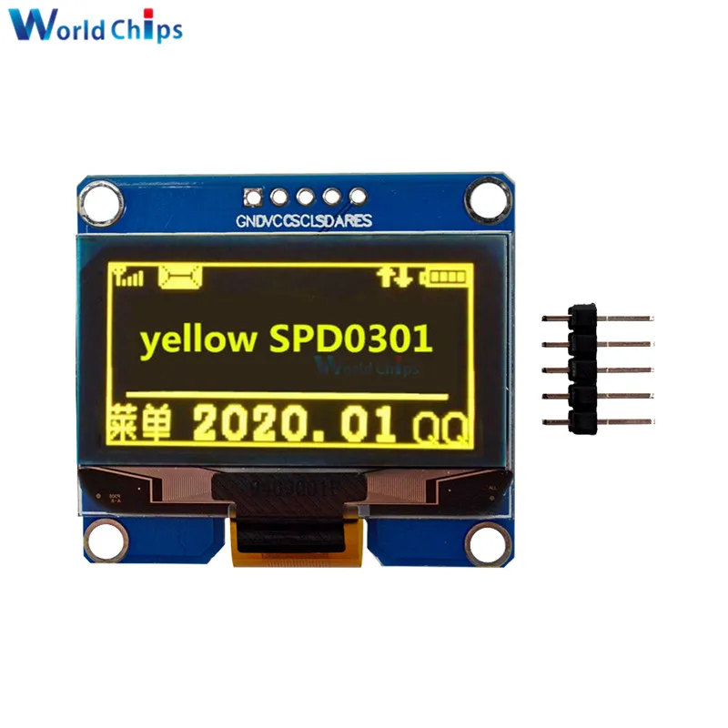 SPD0301 5PIN Yellow 1,54 дюймов PM 5PIN/7PIN Белый Синий Желтый oled-модуль IIC I2C интерфейс 128x64 экран дисплея SSD1309 SPD0301 Драйвер IC 3,3-5 В - Цвет: SPD0301 5PIN Yellow