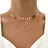 hi man neo gothic small round piece clavicle chain moon pendant necklace women fashion personality birthday gift jewelry