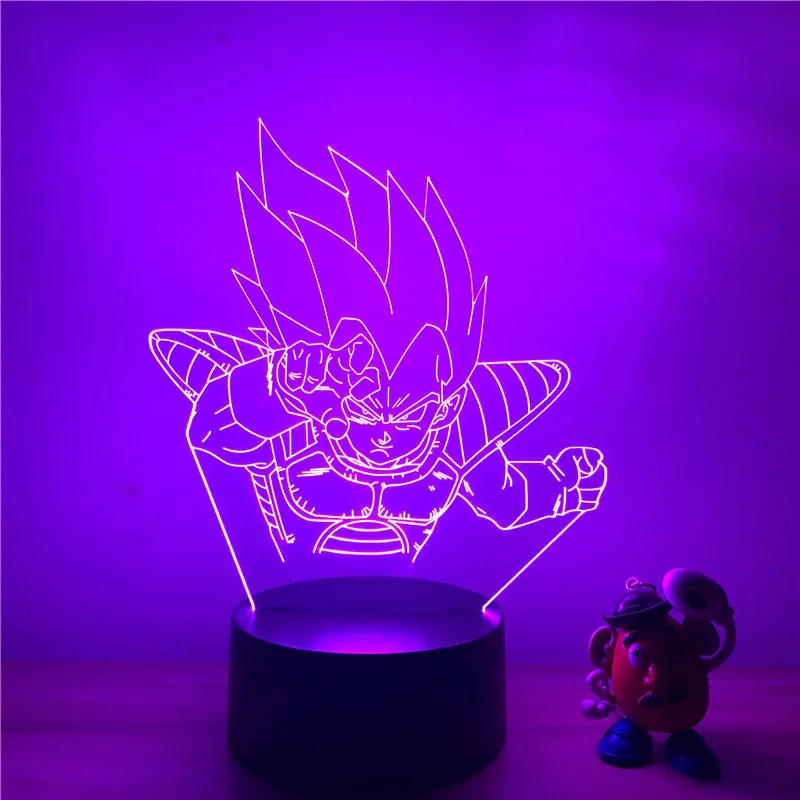 3D светодиодный ночной Светильник Dragon Ball Z Goku Super Saiyan, экшн-фигурка, 7 цветов, сенсорная Оптическая иллюзия, настольная лампа, режим украшения дома