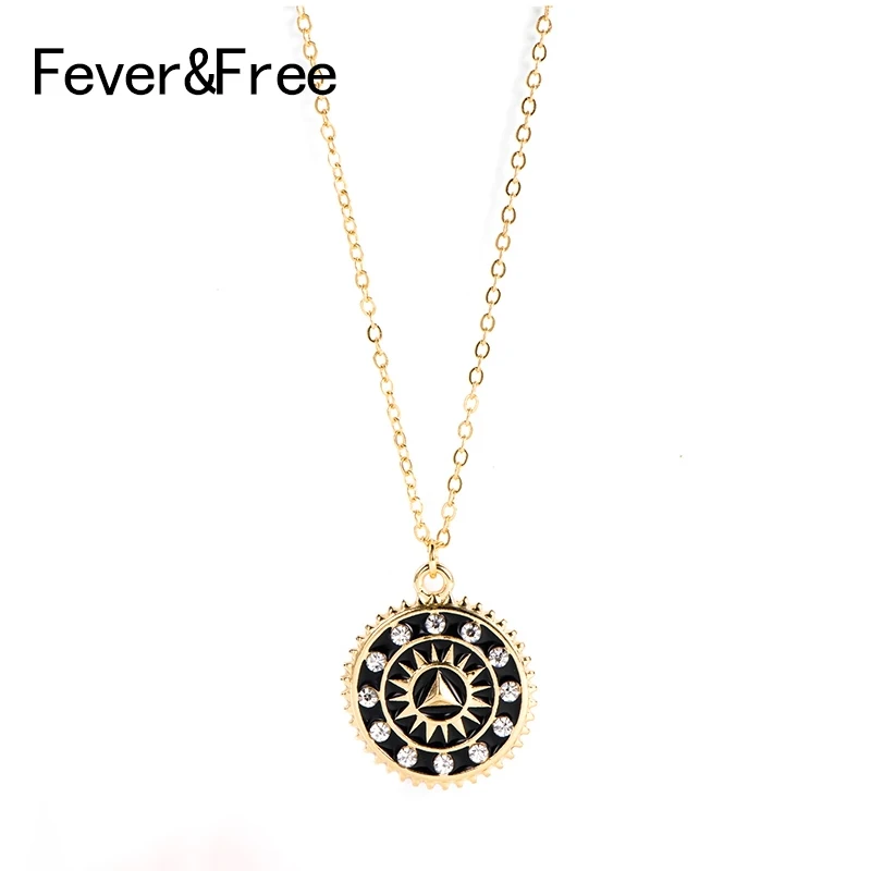 Женское ожерелье с подвеской Fever & Free эмалированное длинное кристаллами и круглой