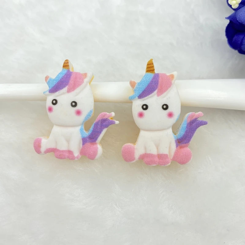 10 шт. цвет радуги/единорог/звезды с плоской задней частью кабошоны из смолы DIY