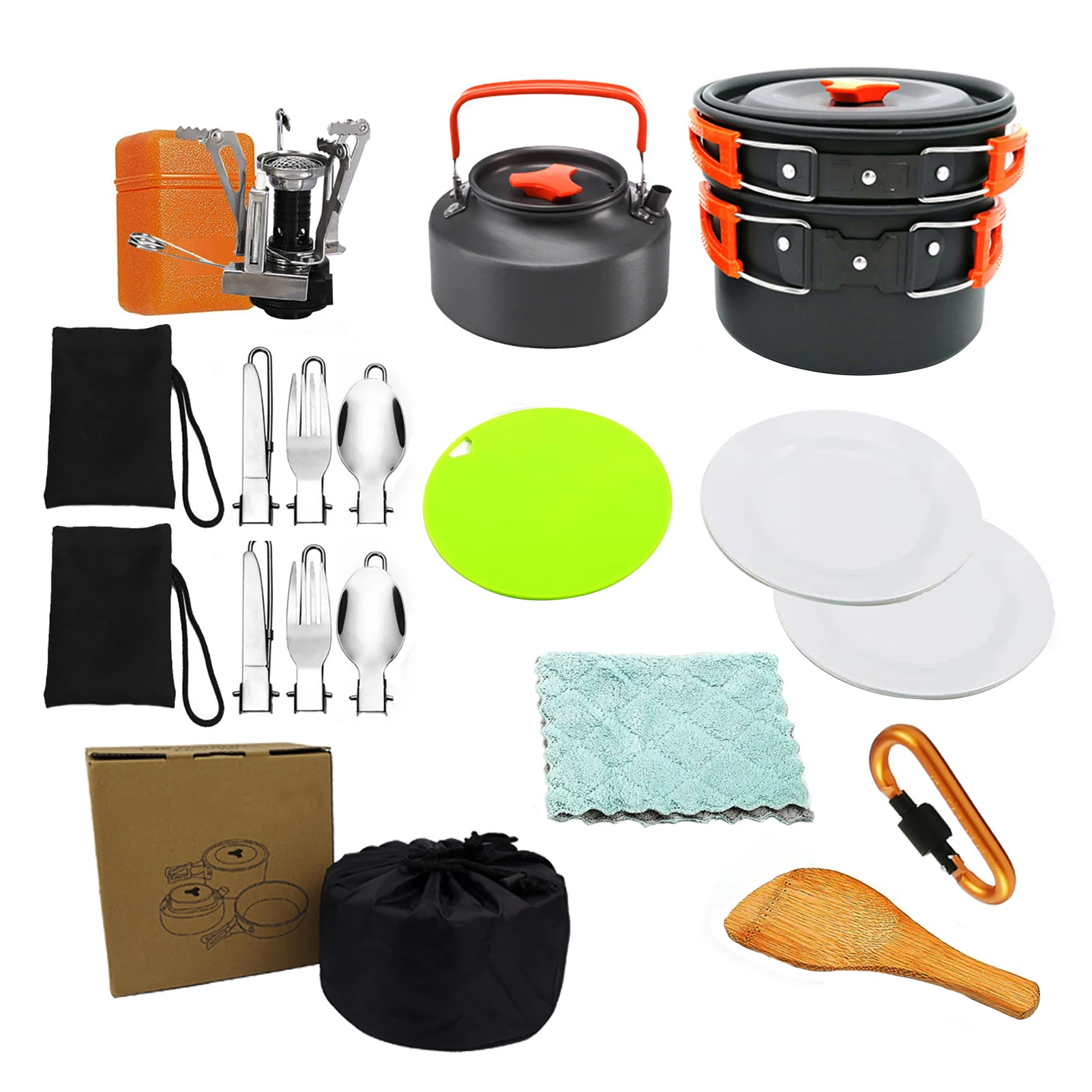 Online Set Peralatan Masak Perlengkapan Dapur Portabel Untuk Berkemah Hiking Travel Perlengkapan Memasak Barbekyu Penyimpanan Mudah Kualitas Tinggi Cantik