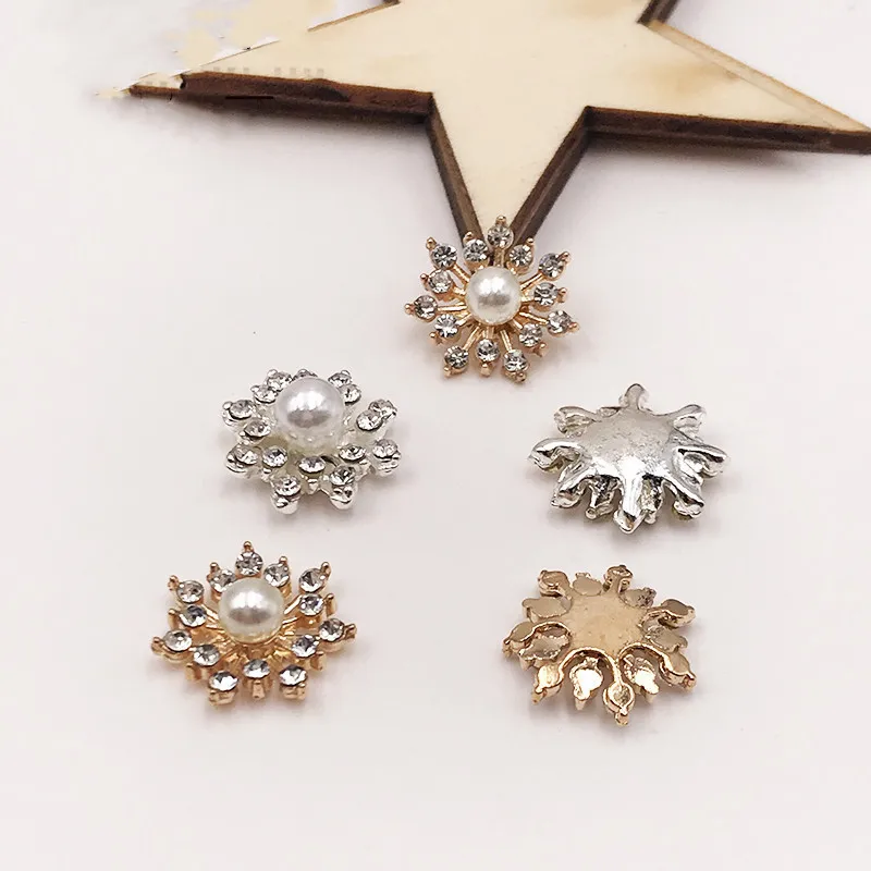 Модные пуговицы стразы из металлического сплава с искусственным жемчугом и