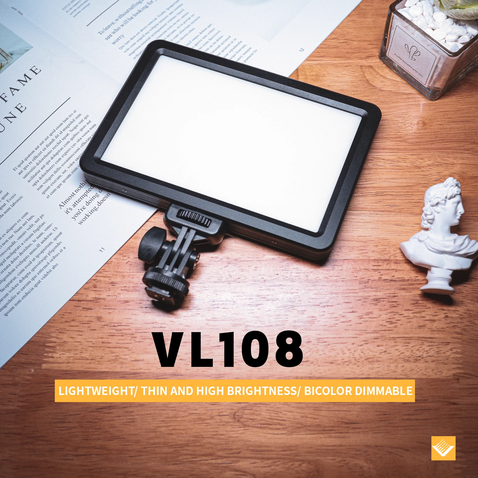 

Светодиодсветильник для видеокамеры VL108, легкая двухцветная лампа с шаровой головкой для штатива, монопода
