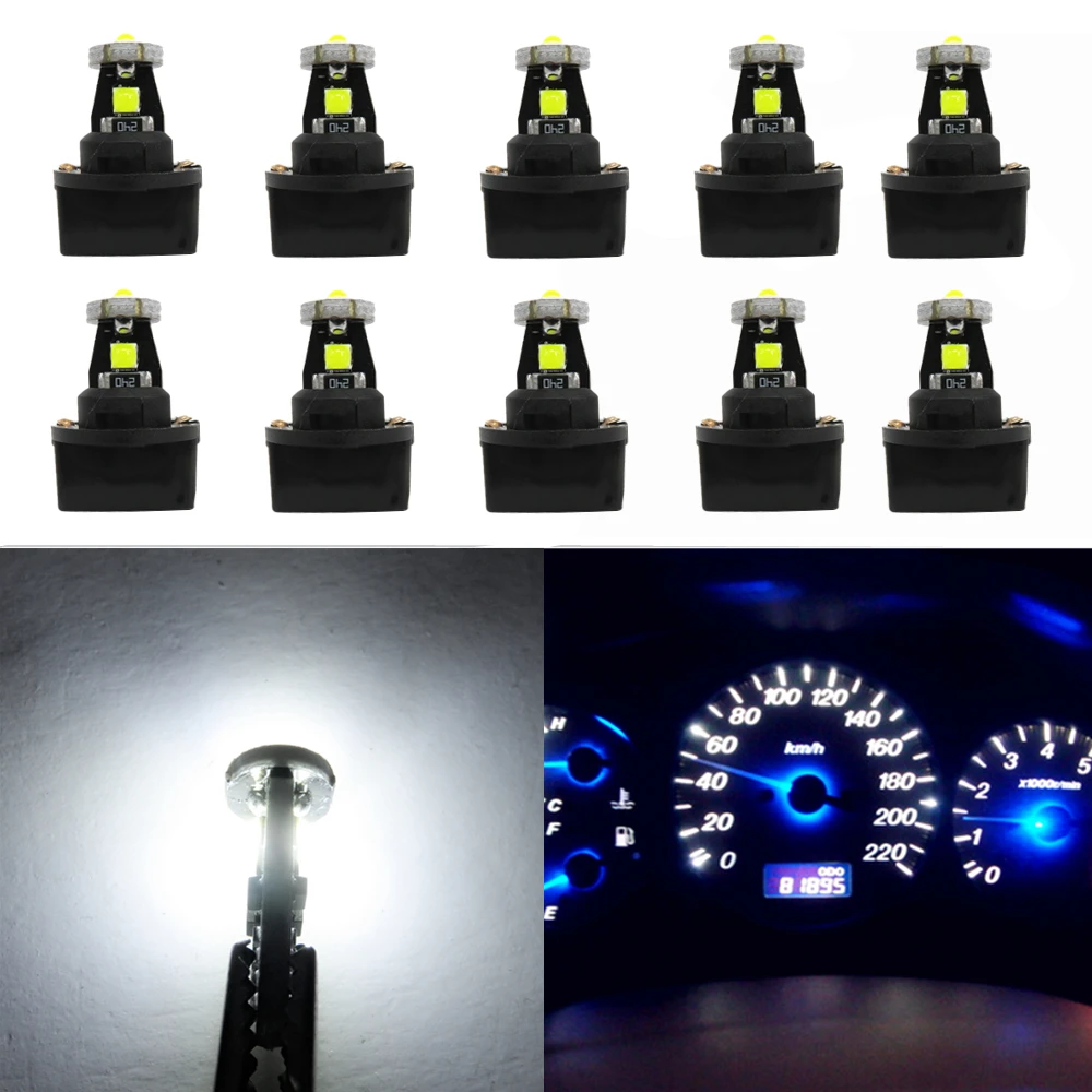 

WLJH 10x Bright T10 Led W5W 158 194 Bulb Car Interior Dashboard Instrument Cluster Panel Gauge Light with Twist Lock Sockets
