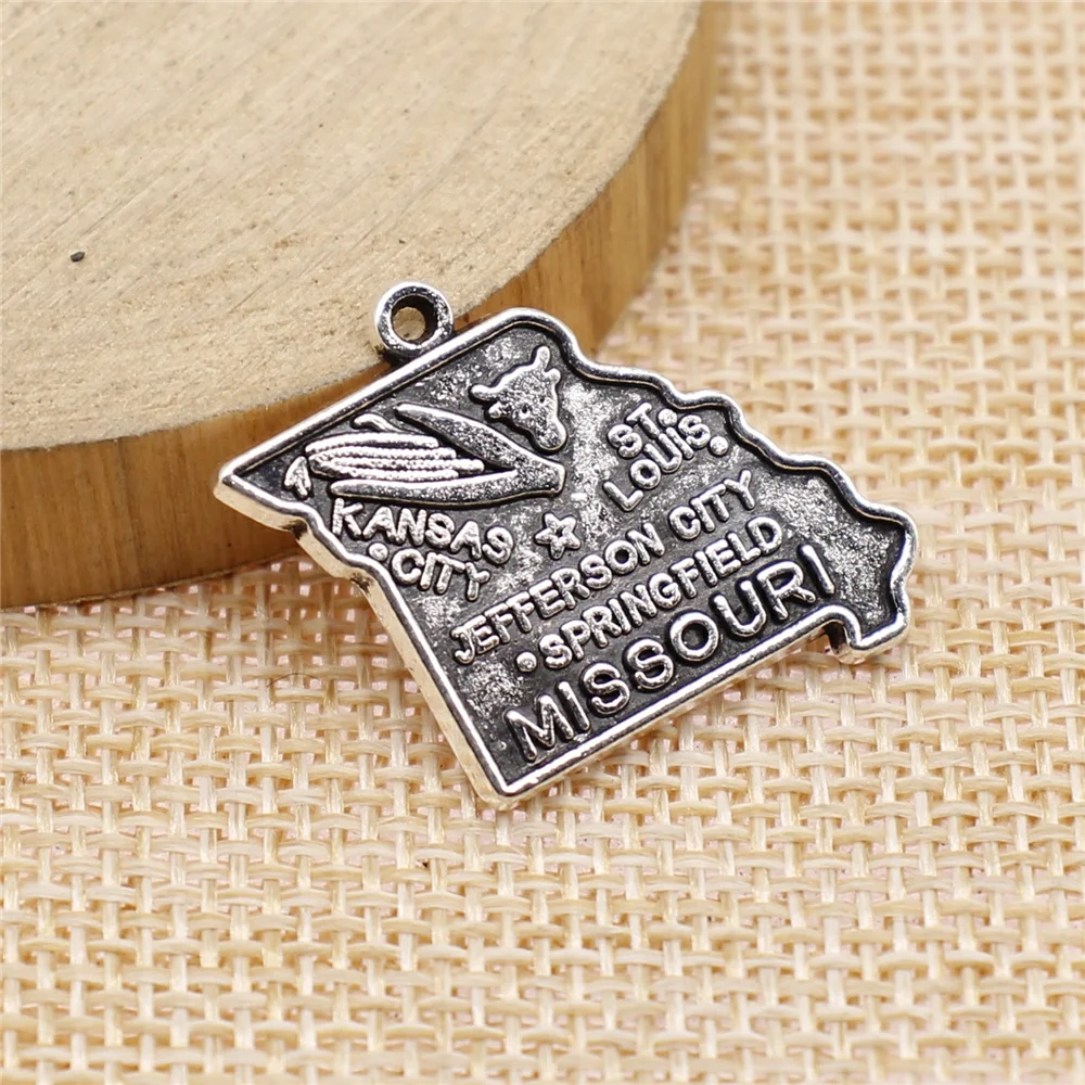 

3pcs Diy Earrings Jewelry Accessories 24x26mm Missouri State Map Charms Zinc Alloy Antique Silver Color