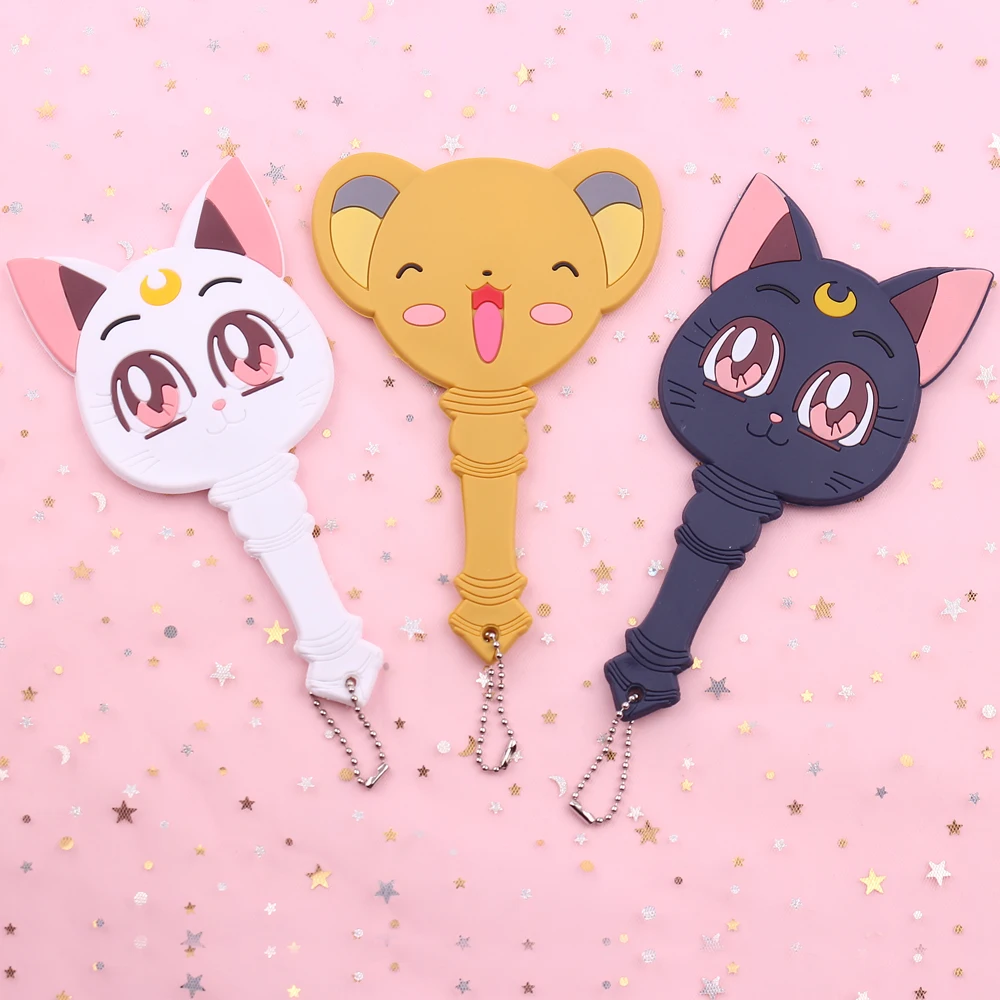 Милый Cardcaptor Sakura волшебная палочка сказочное зеркало для рук Kawai зеркало для макияжа с ручкой Luna Cat зеркало для девочек портативное аниме косплей
