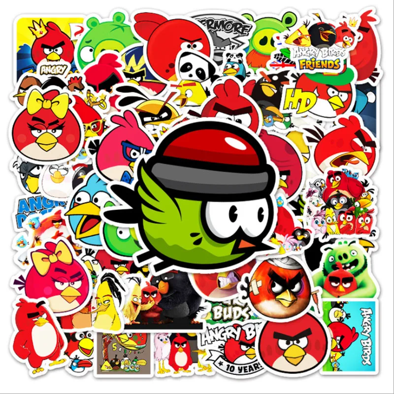 

50Pcs/Set Game angry birdie Graffiti Waterproof Skateboard Travel Suitcase Phone Laptop Luggage Stickers Cute Kids Girl Toys