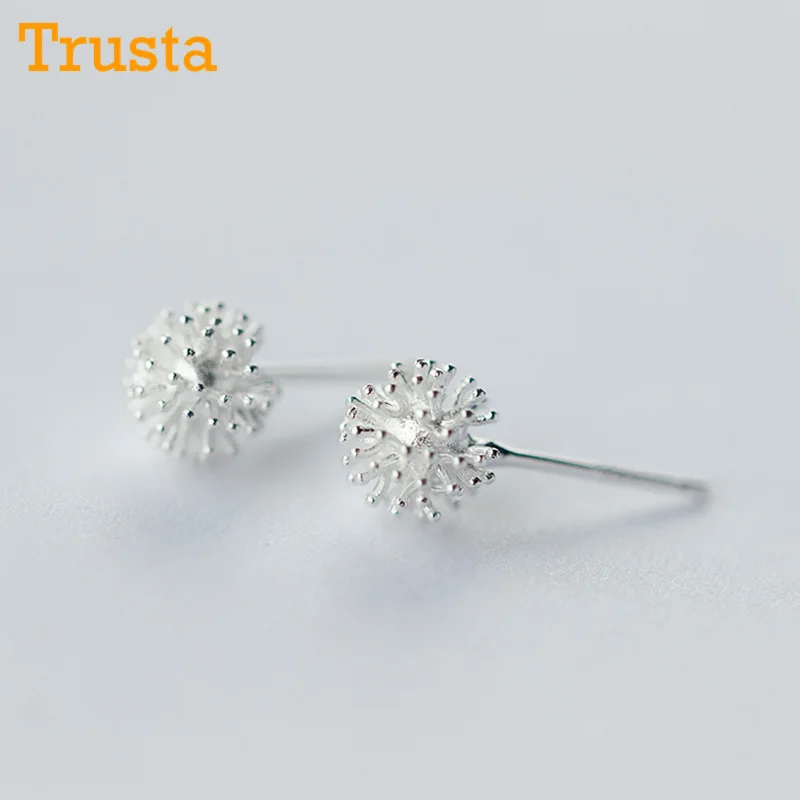 Trusta новые 925 пробы серебряные женские ювелирные изделия Модные крошечные 7 мм X 7 мм Одуванчик серьги гвоздики подарок для девочек Малыш леди DS147