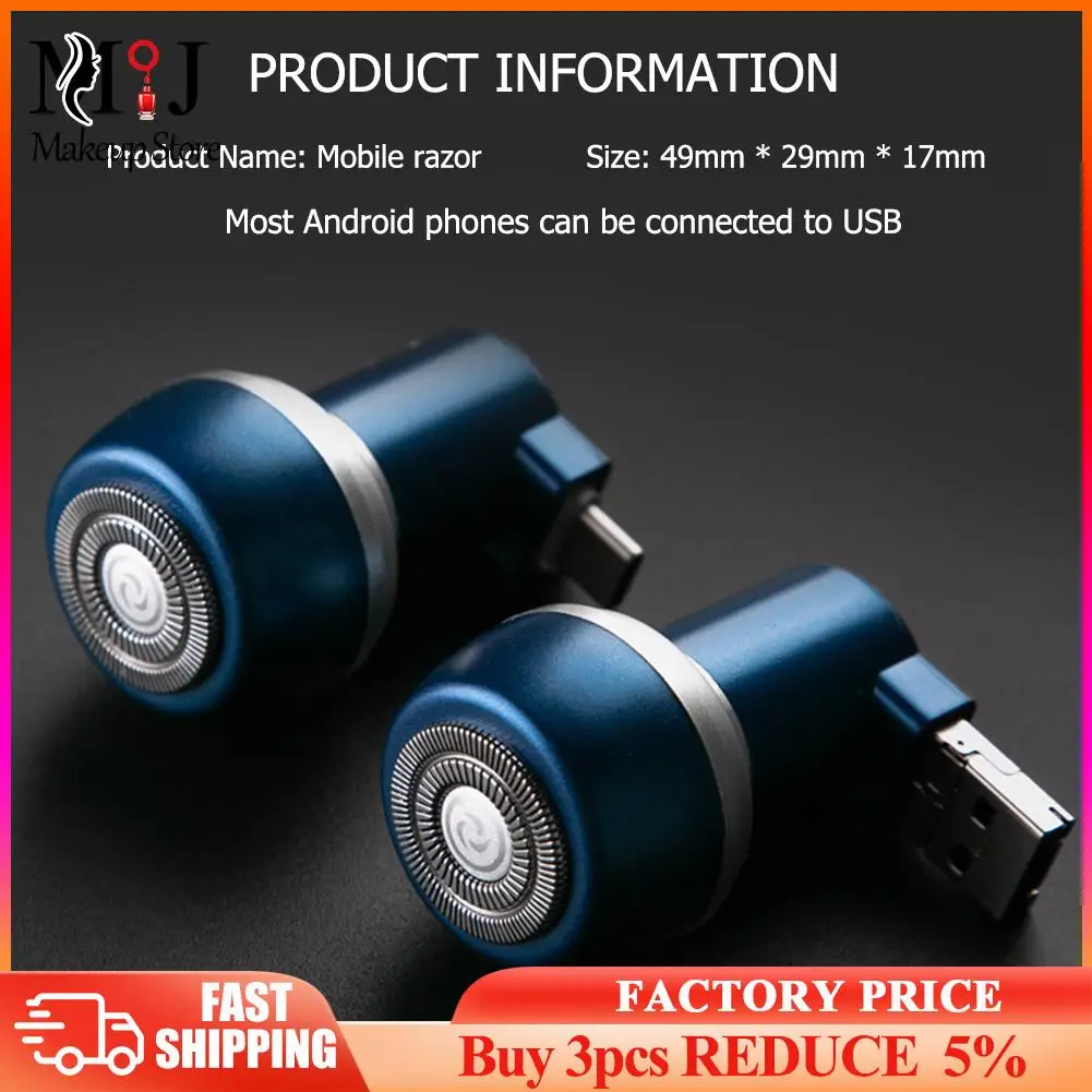 

USB Mini Razor Waterproof Men Smart Phone Beard Trimmer Portable Mobile Shaver Color Random