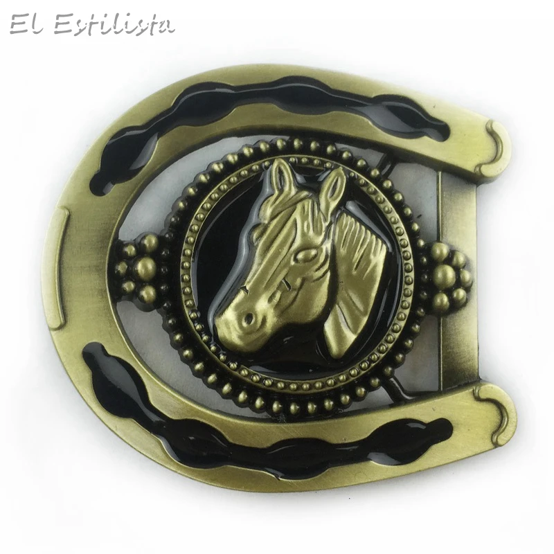 Винтажный Бронзовый 3D Подкова ремень пряжка голова лошади металлический пряжки