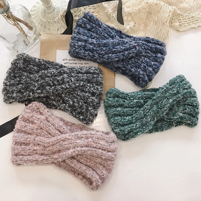 

Free shipping fashion thick knit cross women hairbands girl's headbands lady's headwear hair accessories headwrap