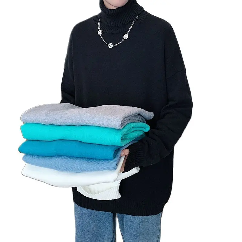 Sweater Pullover Fashion High Neck Trend 2021 Autumn Winter Young Men's Top Men Clothes Time Limited