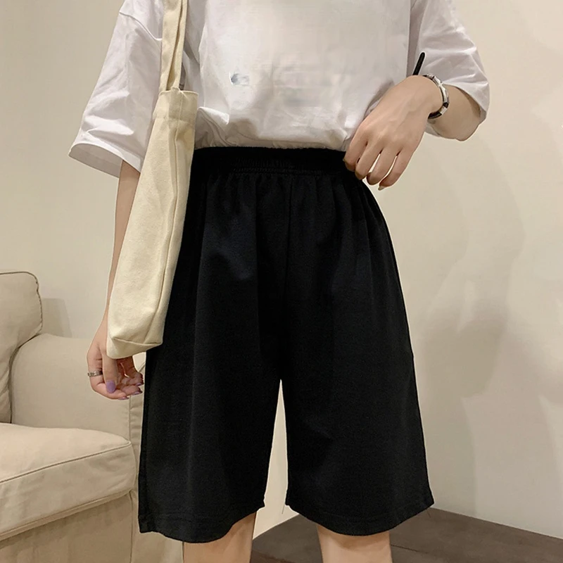 

Шорты женские спортивные из хлопка, модные повседневные Прямые однотонные свободные джоггеры, спортивные шорты, большие размеры, эластичны...