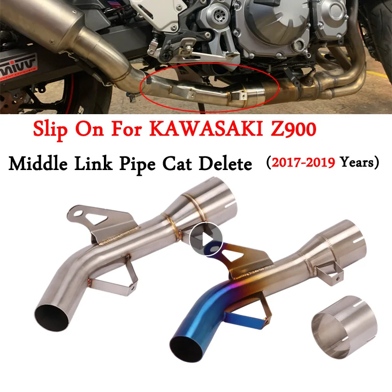 

Motorcycle Catalyst Delete Eliminator Enhanced Exhaust Escape Modified Slip On Mid Link Pipe For Kawasaki Z900 Z900e 2017 - 2019