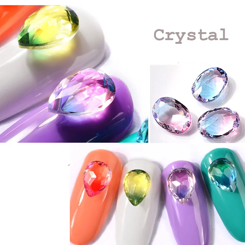 Стразы для ногтей прямоугольные с плоской задней поверхностью кристаллы