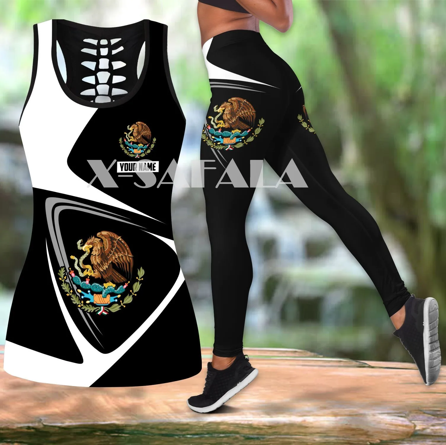 

Love Mexican Country Combo Two Piece Yoga Set Women 3D Print Vest Hollow Out Tank Top High Waist Legging Summer Casual Sport-2