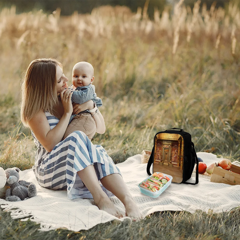 Новые сумки для ланча Египетский Древний Золотой дворец путешествий на открытом