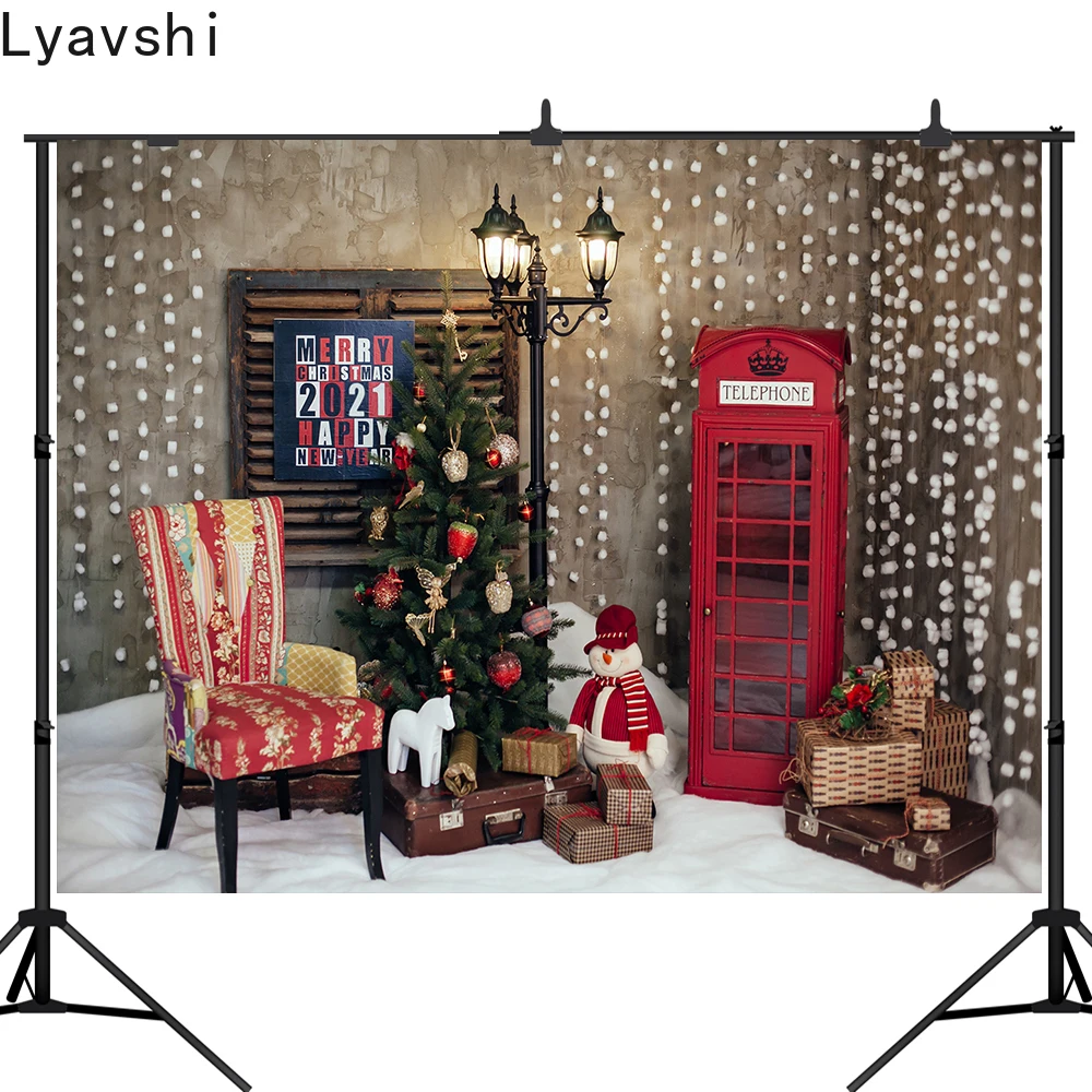 

Lyavshi Photography Backdrop Christmas Tree Gift Decorations Xmas Party Supplies Background Banner Photo Studio Decor Booth Prop