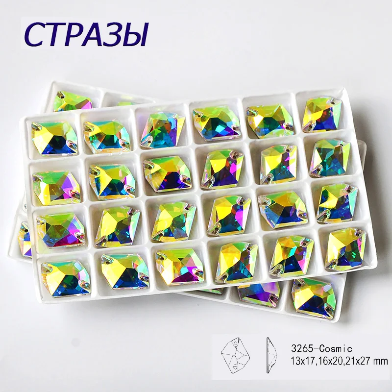 

CTPA3bI Glass Glitter AB Cosmic Sew On Rhinestones Flat Shape DIY Crafts Crystal Beads For Needlework Garment Shoes Bags