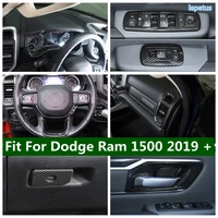 armrest window glass lift button inner door handle catch cover trim for dodge ram 1500 2019 2020 2021 carbon fiber interior
