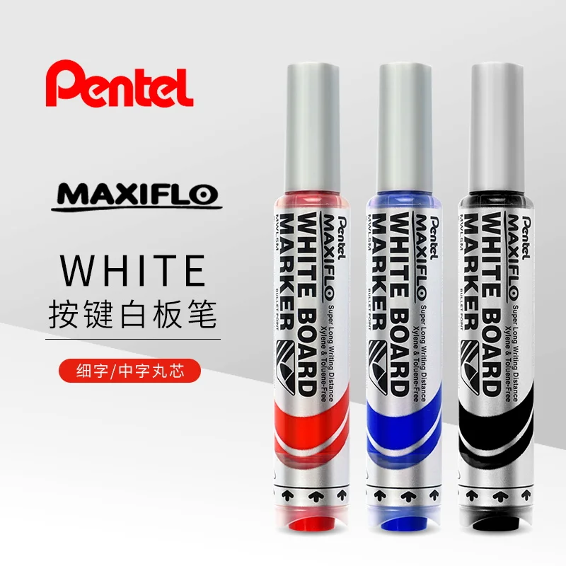 3pcs Pentel Whiteboard Pen Round Tip Water-based Marker Pen 