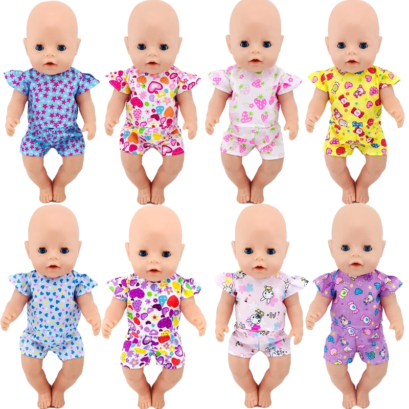 

Handmade Doll Clothes printing flower dress accessories Fit 18 Inch American Doll &43cm New Born Baby zaps Clothes