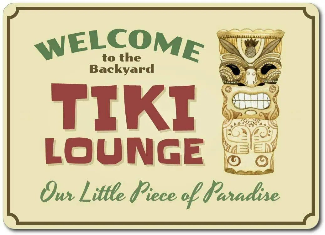 

Welcome Tiki Bar Sign, Tiki Lounge Decor, Tiki Man Tin Sign