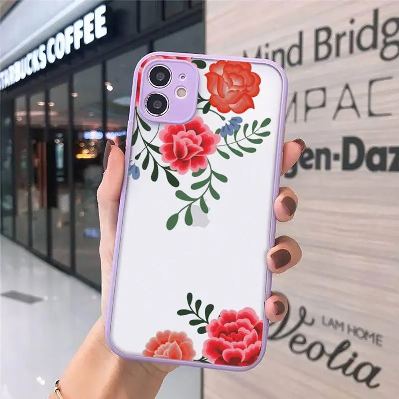 

Luxury 3D Relief Flower Phone Case matte transparent For iphone 7 8 11 12 plus mini x xs xr pro max cover