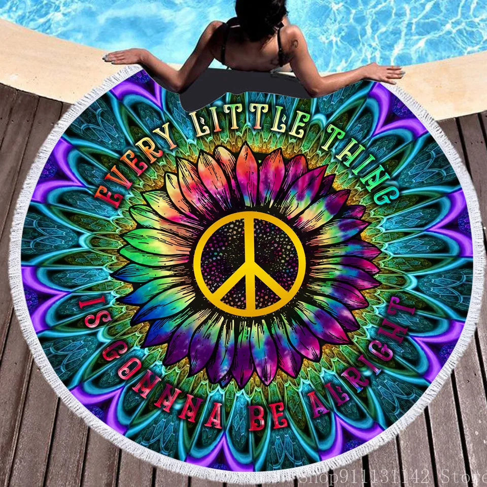 Стильное богемное Единорог 3D принтованные летние круглое пляжное полотенце для